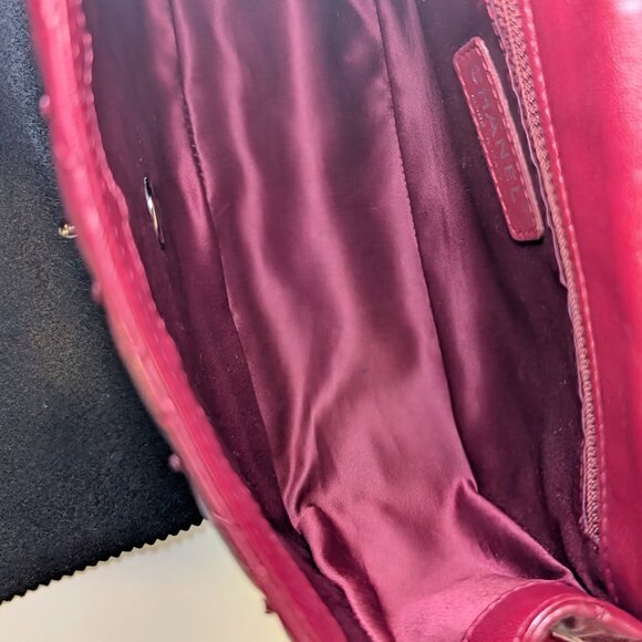 Chanel Burgundy Crystal Embellished Rectangular Classic Mini Flap Bag - Picture 12 of 16